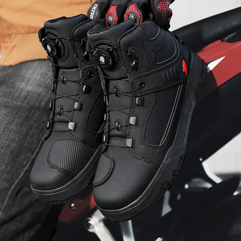 Bottes de moto imperméables pour hommes, chaussures de cyclisme pour Motocross, course de moto tout-terrain, Anti-chute, équipement respirant doux