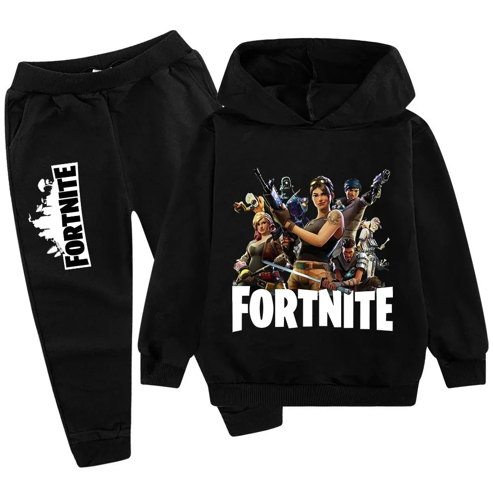 Fortnite Game Printed Children's Sets Hoodies Cartoon Comfortable 2pcs Suit Loose Long Sleeve Tops Pant Autumn Winter Clothes