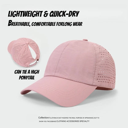 1pc Quick Drying Tongue Baseball Caps for Women Summer Protection Breathable Mesh Breathable Cap Stylish Adjustable Ponytail Hat