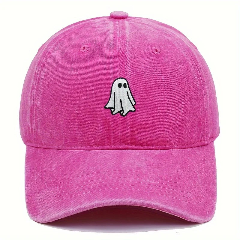 Halloween Embroidered Baseball Hat with Cute Ghost Pattern Simple Style Suitable for Men and Women