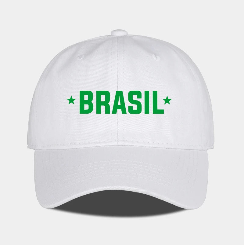 Brazil Fans “BRASIL” Printed Soft-Peak Baseball Cap – Unisex Adjustable Sun Hat for Soccer Enthusiasts – Father's Day Gift