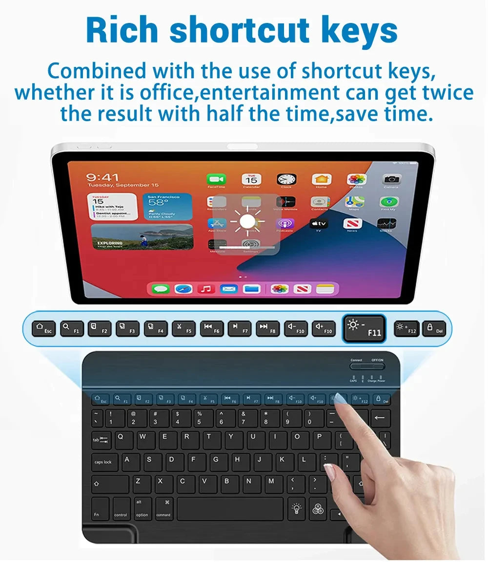 Mini tastiera Bluetooth RGB, tastiera wireless da 10 inch retroilluminata con touchpad, per iOS, Android, Windows e iPad