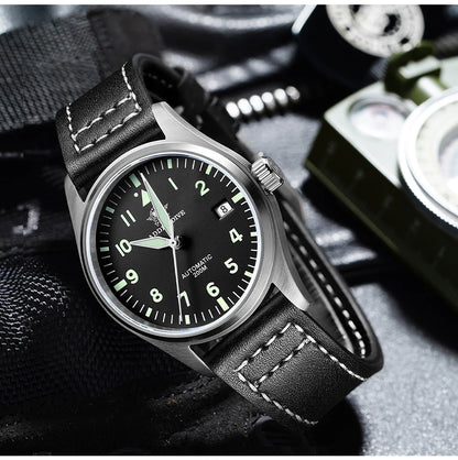 ADDIESDIVE Men's Automatic Mechanical Diving Watch 200m Waterproof C3 Ultra Bright Men's Watch Men's Leather Retro Watch AD2519