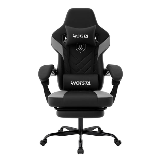Cadeira Gaming com Apoio para os Pés, Ergonómica, com Almofada Lombar, Apoio de Cabeça e Altura Ajustável para Computador