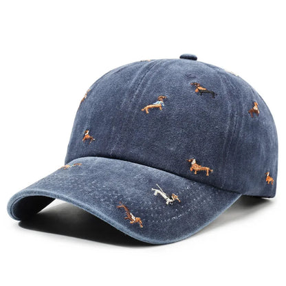 New puppy retro spring and autumn fashion washed Auteng soft top baseball cap, street worn new duckbill hat with embroidery