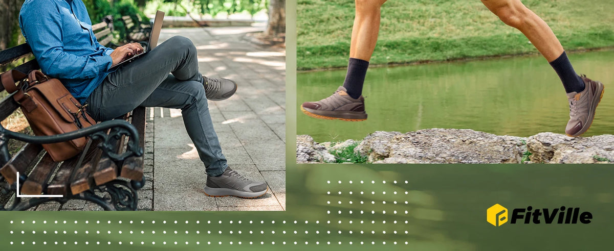 FitVille extra brede sneakers voor heren, wandel- en loopschoenen, brede neus, lichtgewicht hardloopschoen voor platvoeten met steun voor de voetboog