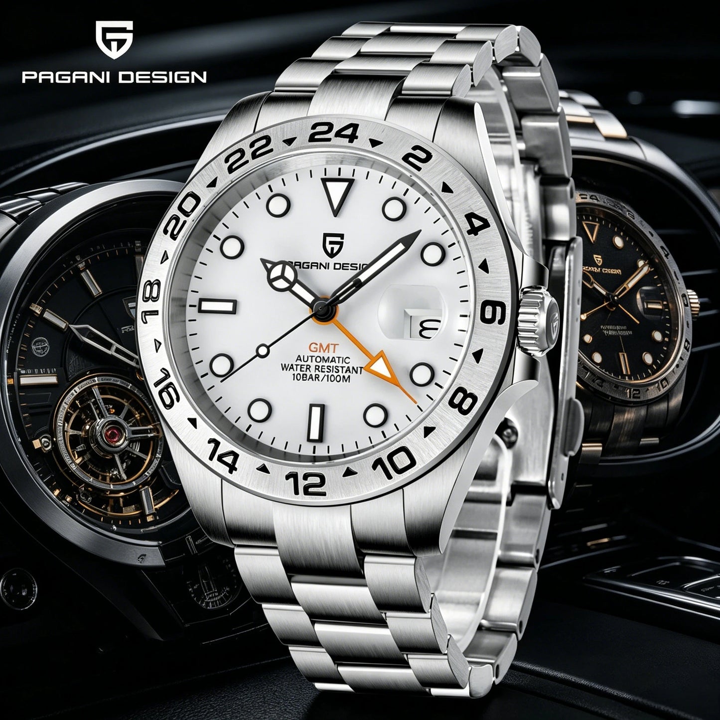 PAGANI DESIGN 2026 New Automatic Machinery Men's Watch GMT DG5833 Stainless Steel sapphire crystal 10Bar Waterproof reloj hombre
