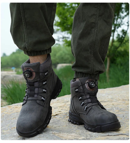 Bottes de sécurité imperméables pour hommes, chaussures de travail Parker en acier, bouton rotatif, chaussures de protection, taille 47, 48, hiver