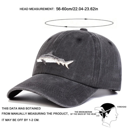 Unisex Shark Embroidery Wash Baseball Caps Spring and Autumn Outdoor Adjustable Casual Hats Sunscreen Hat Sports Cap