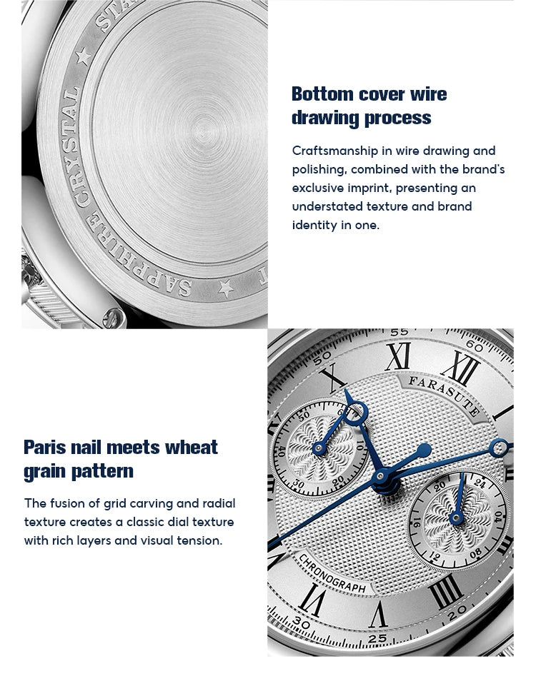 FARASUTE 2025 New Retro Mens Watches Quartz Watch For Men Speed Sports Chronograph AR Coating Sapphire VK64 Clock Reloj Hombre