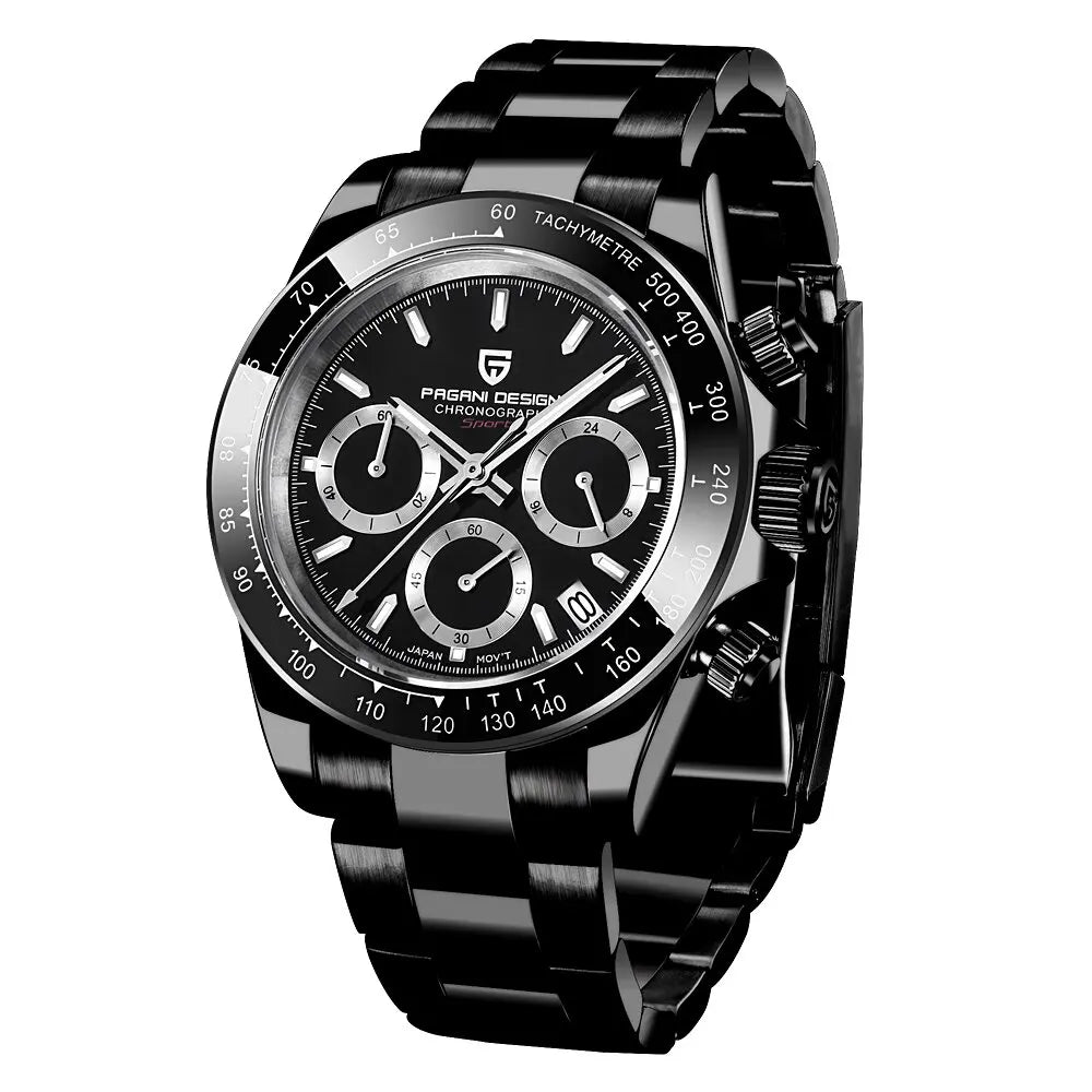 PAGANI DESIGN Men Exquisite Quartz Watch Luxury Choice VK63 Sapphire Mirror Stainless Steel Calendar Small Three-Pin Chronograph