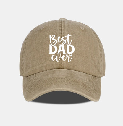 “Best DAD Ever” Printed Vintage Washed Baseball Cap – Adjustable, Casual, Men's Father's Day Gift, Dad Cap – Fishing & Hiking