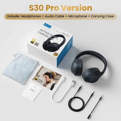 HAYLOU S30 Wireless Bluetooth 5.4 Headphones – 43dB Adaptive Noise Cancelling ANC Headset, 40mm Drivers, 80H Playtime, Hi-Res Audio Over-Ear Headphones
