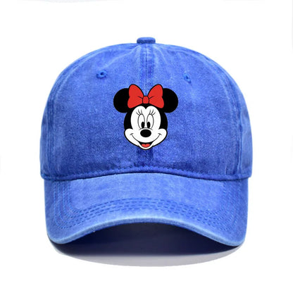 Retro Washed Mickey Mouse Print Baseball Cap Men Women Vintage Kpop Snapback Cap Adjustable Breathable Trucker Hat Sunscreen Hat
