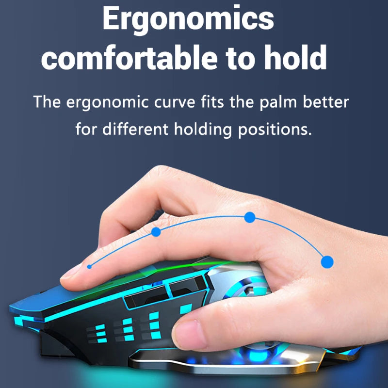 2.4G Bluetooth Wireless Rechargeable Mouse Gaming Mouse For Laptop RGB Backlight E-Sports Mechanical Mouse For PC Computer Gamer