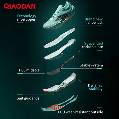 QIAODAN Feiying PB6.0 Pantofi sport de maraton pentru bărbați, model nou, cu talpă suspendată și placă integrală din carbon, adidași de alergare QDB023261299