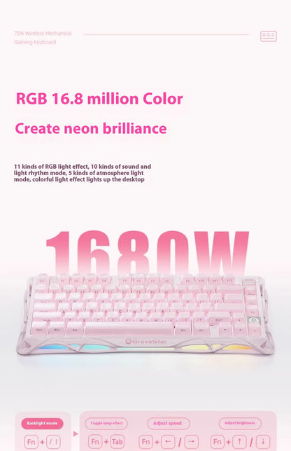 Mercury K1 Grava Star Breaking 75 RGB Mechanical Keyboard Gaming Bluetooth 2.4G Wired RGB Hotswap Gamer Non-contact Keyboard