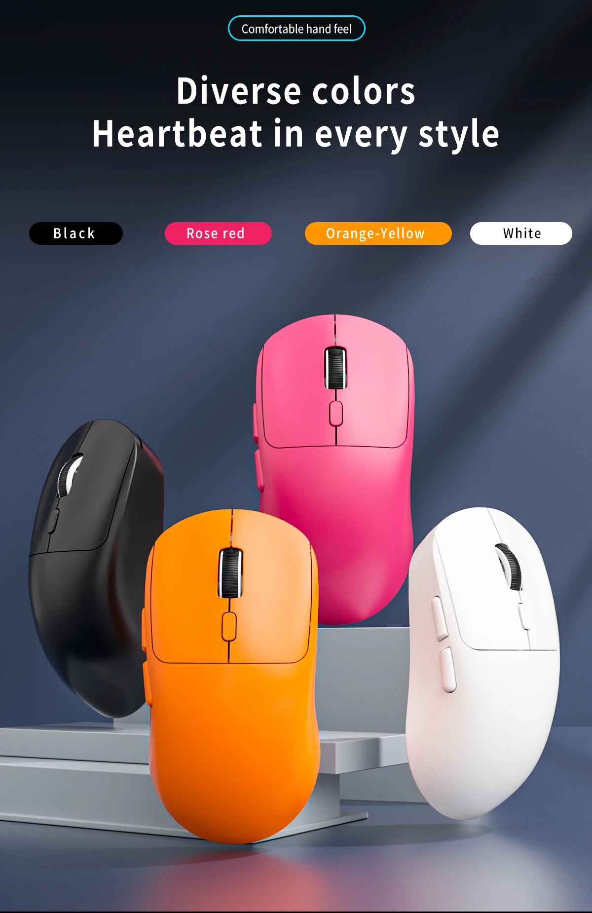 Gamingmus Bluetooth-mus uppladdningsbar gamermus PAW3395 lätt ergonomisk trådlös mus för esport