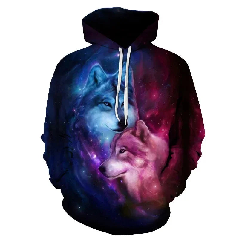 Animal Wolf – bluzy z kapturem drukowane w 3D dla mężczyzn i kobiet, modne, codzienne, oversize, swetry typu pullover, styl hip-hopowy, Harajuku, odzież uliczna
