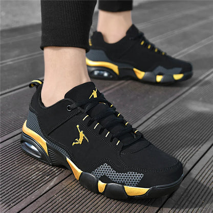 Chaussures de sport pour hommes, confortables, en cuir, pour le sport de plein air, nouvelles chaussures de tennis, classiques, noires, décontractées, légères, pour la marche