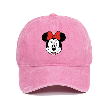 Retro Washed Mickey Mouse Print Baseball Cap Men Women Vintage Kpop Snapback Cap Adjustable Breathable Trucker Hat Sunscreen Hat