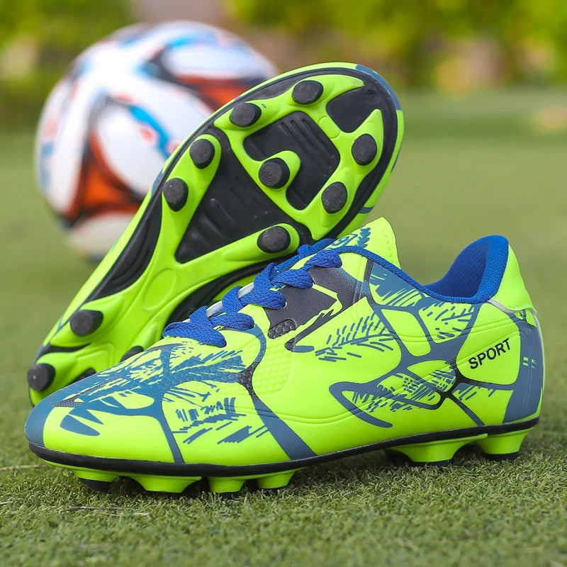 Chaussures de football pour jeunes enfants AG, crampons pour terrain ferme, lacets, antidérapantes, pour garçons et filles, chaussures de football pour adolescents, chaussures d'entraînement professionnelles.