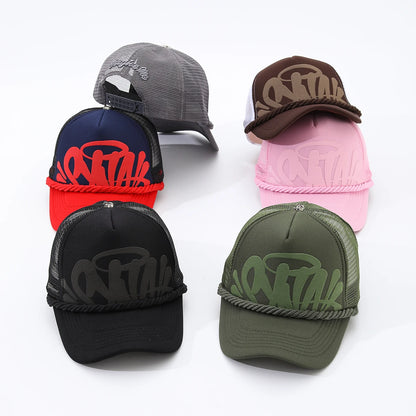 damesmode-baseballpet met letterprint voor lente en zomer, ademende mesh-pet voor buitensporten, heren-truckerpet