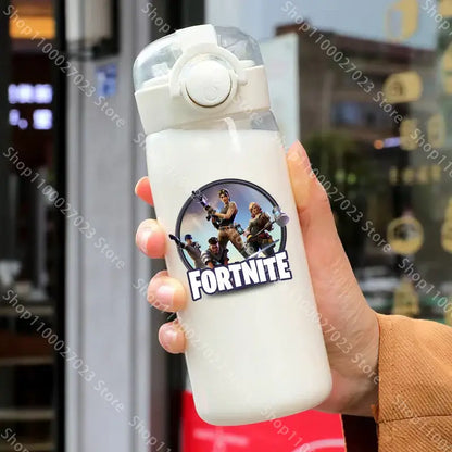 400ML Fortnites 18CM Strohhalmbecher für Erwachsene, Jungen und Mädchen, niedlicher Wasserbecher im Cartoon-Stil für Schüler, stoßfeste tragbare Trinkflasche als Geschenk