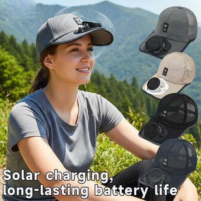 Breathable Sunhat with Solar Fan Sun Block Baseball Hat with Solar Fan USB Charging Fan Outdoor Sunhats Sunscreen Sunshade Hats