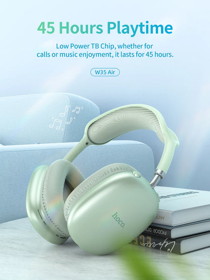 HOCO W35 Air Wireless Bluetooth 5.3 Over-Ear Headphones – Deep Bass Stereo Gaming Headset with Microphone, TF Card & AUX Mode, Waterproof Sports Headphones