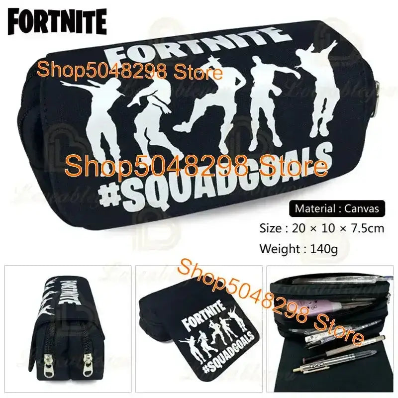 Pencil Case Big Canvas Kawaii Pencil Bags Pen Case for Boys Girls Fortnite Print School Supplies Stationery Teens Birthday Gift