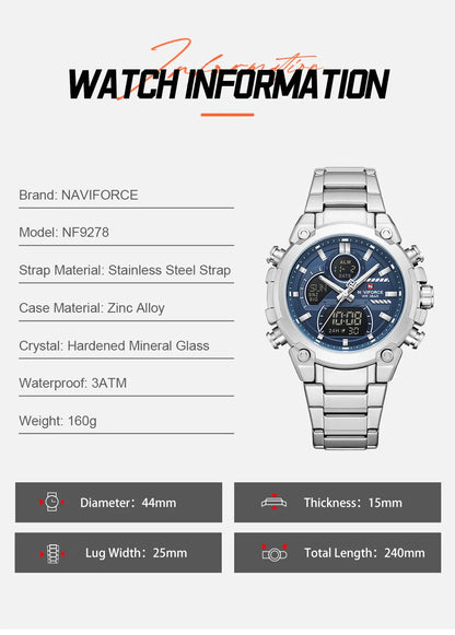 NAVIFORCE New 2026 Wristwatch For Men Bussiness Original Design Waterproof Digital Fashion Normal Watches Male Relogio Masculin