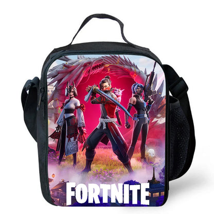 Fortnite cartoon lunch bag, portable insulated lunch bag, reusable food storage bag, suitable for children and students.