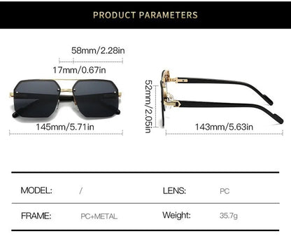 2026New Man Woman Sun Glasses Fashion Versatile UV400 Sunglasses High Quality Half-Frame Shades Unisex Double Beam Design Sunnie