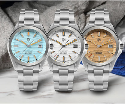 San Martin New Gada Watch 39mm Desert Texture Men Dress Watch NH35 Automatic Mechanical Sapphire Waterproof 100m Luminous SN0129