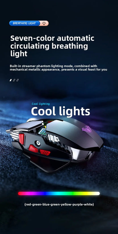 2025 Нова безжична гейминг мишка SC300 2.4G RGB 3200dpi, презареждаема, безшумна механична e-sports мишка за настолен компютър и лаптоп