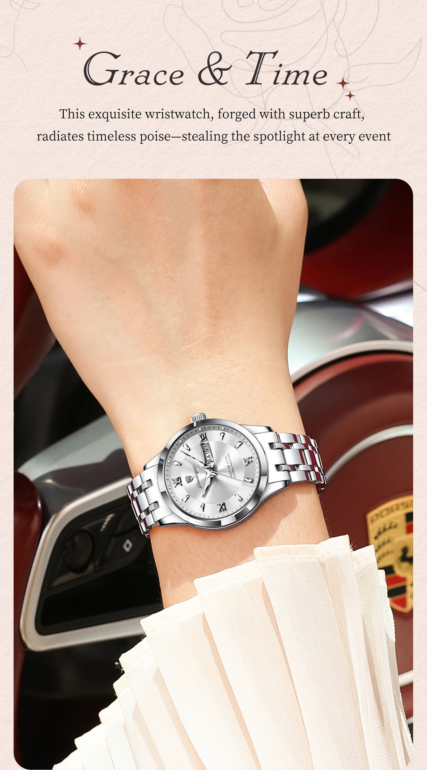 POEDAGAR Luxury Elegant Woman's Watches Luminous Waterproof Stainless Steel Ladies Wristwatch Quartz Week Date Women Watch Reloj