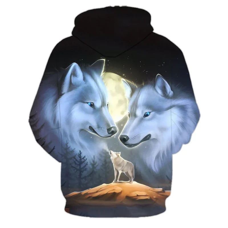 Animal Wolf – bluzy z kapturem drukowane w 3D dla mężczyzn i kobiet, modne, codzienne, oversize, swetry typu pullover, styl hip-hopowy, Harajuku, odzież uliczna
