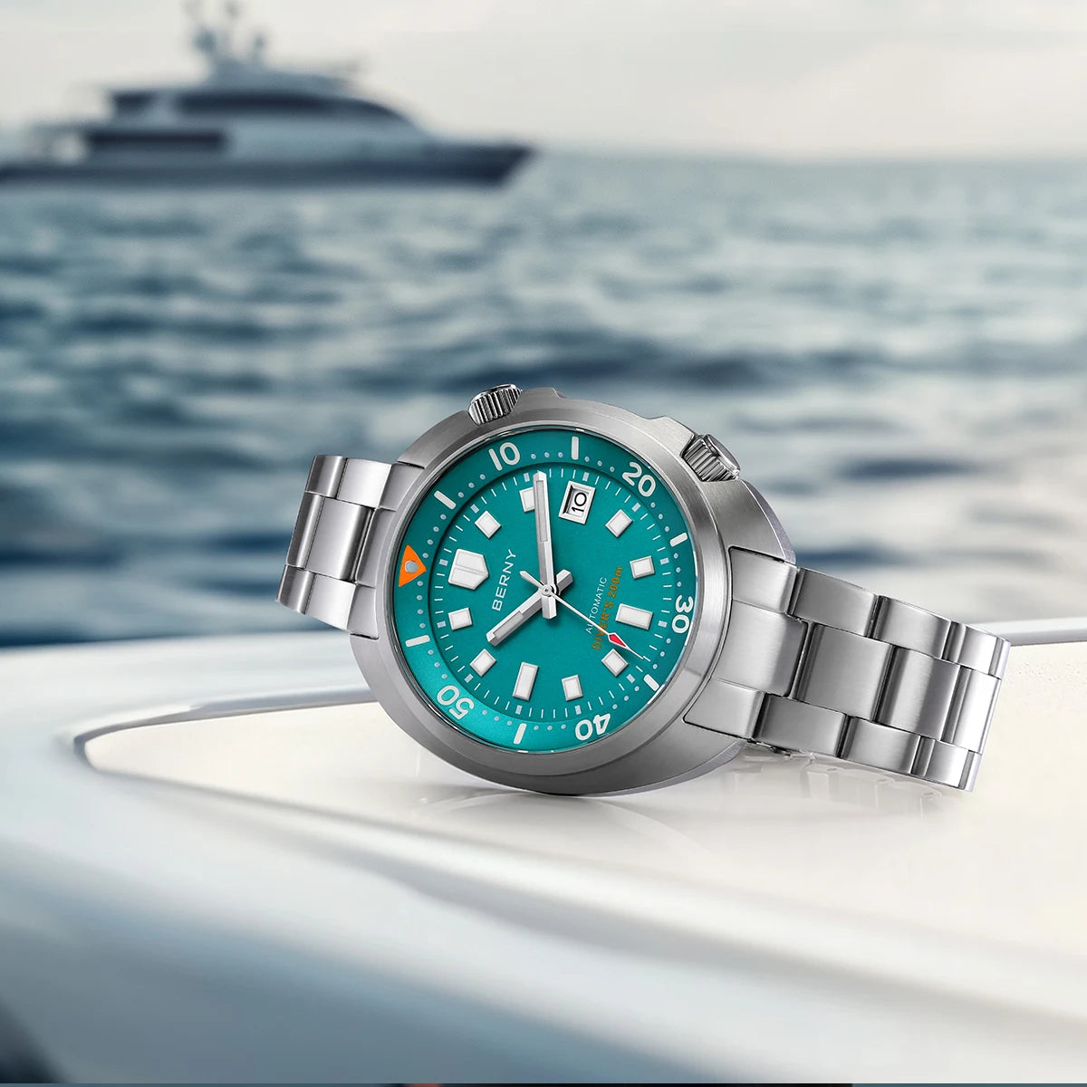 BERNY 20ATM Diver Watch For Men Mechanical Miyota 8215 Sapphire Sports Diving Luminous Anti-collision Crown Dual Crown Men Watch