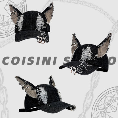 Niche Y2k Personality Hoop Cowboy Hole Ladies Baseball Cap Three-dimensional Dog Ears Trend Hip Hop Adjustable Men Sports Hat