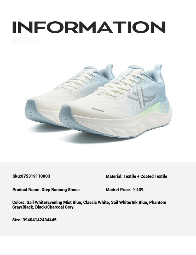 Xtep Cloud Wing 3.0 Men's Running Shoes 2025 Summer New Stability Shock Absorbing Wear Resistant Soft Sole Sneakers 875319110003