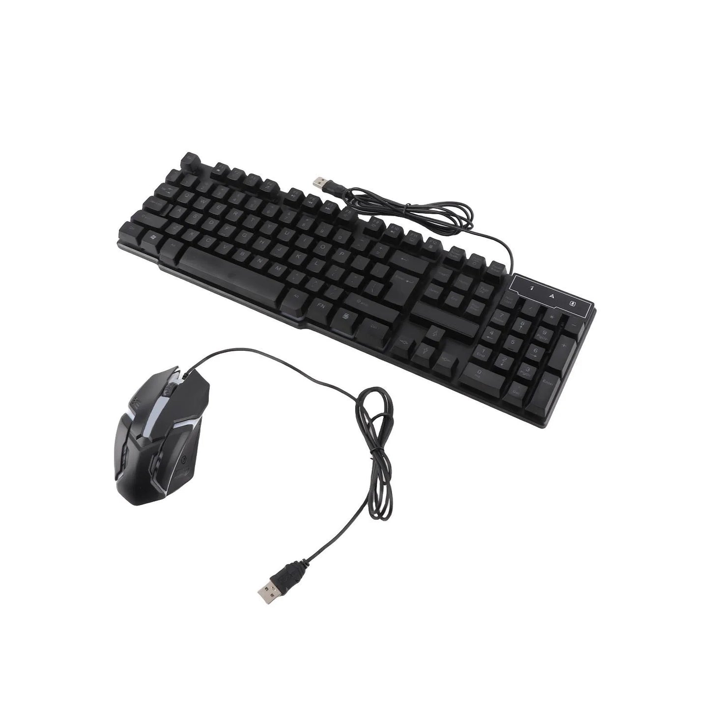 Combo gaming de teclado y ratón de 4 piezas, teclado ergonómico de 104 teclas, ratón con luz de respiración de 4 colores, auriculares y alfombrilla antideslizante para ratón