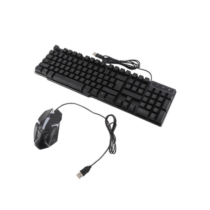 Combo gaming de teclado y ratón de 4 piezas, teclado ergonómico de 104 teclas, ratón con luz de respiración de 4 colores, auriculares y alfombrilla antideslizante para ratón
