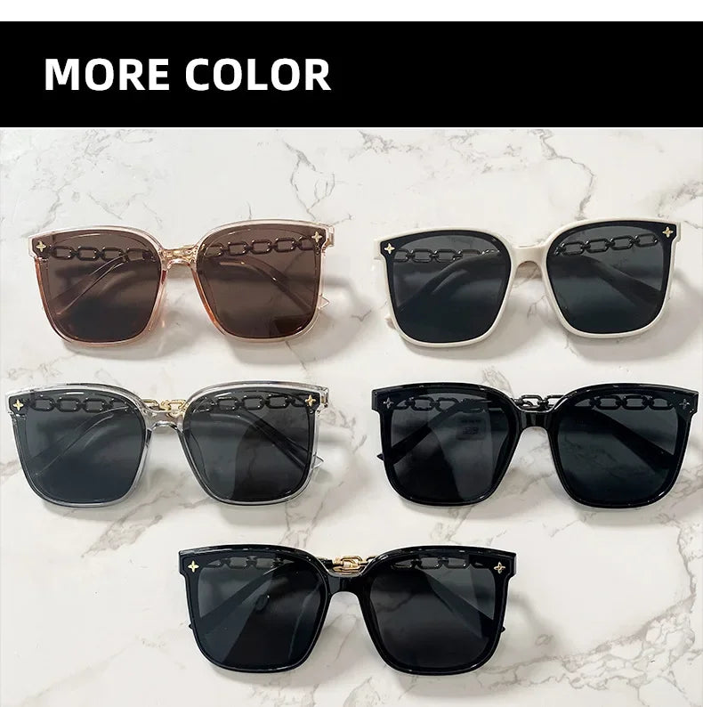 Square Sunglasses for Woman 2023 Vintage Big Frame Black Mirror Sun Glasses Shading Polarizer Sexy Female Travel Eyewear Uv400