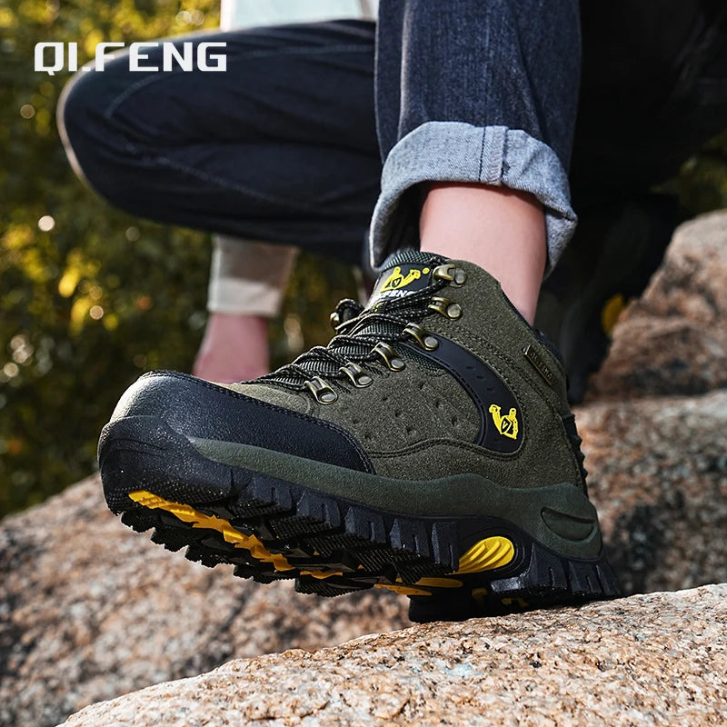 Scarpe da trekking outdoor autunno-inverno da uomo, scarpe da escursionismo impermeabili, scarponi da montagna, in vera pelle, scarpe da caccia nei boschi, scarpe tattiche