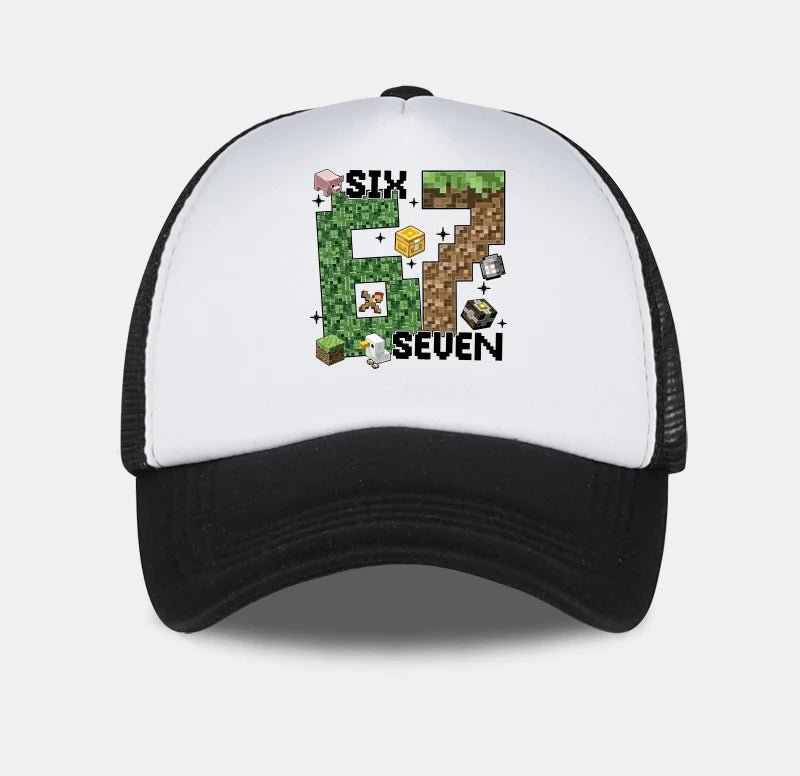 Gamer Pixel 67 Six Seven Sponge Mesh Cap - Breathable Mesh Adjustable Baseball Cap - Gift for Gaming Fans - Sun Protection Cap