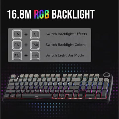 Teclado mecánico gaming AULA F99 Pro E-sports de tres modos, RGB, hot-swappable, 96%, PBT, inalámbrico personalizado con perilla multimedia
