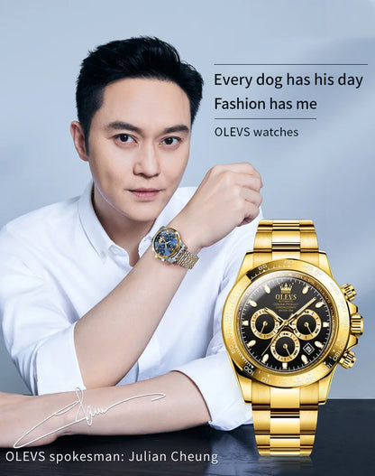 OLEVS 6638 Original Brand Classic Man Watch Luxury Automatic Mechanical Wrist Watches for Men Chronograph Waterproof Men's Watch