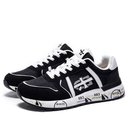 Baskets rétro de marque de luxe pour hommes et femmes, chaussures en maille respirante et en daim, semelle imprimée tendance, à lacets, baskets décontractées pour tous les jours
