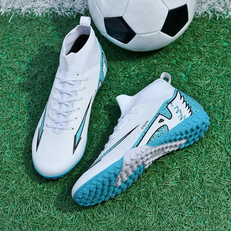 Nouvelles chaussures de football pour hommes, chaussures de soccer de haute qualité pour l'extérieur, chaussures de sport ultralégères pour l'intérieur, chaussures de sport antidérapantes à cheville haute, chaussures d